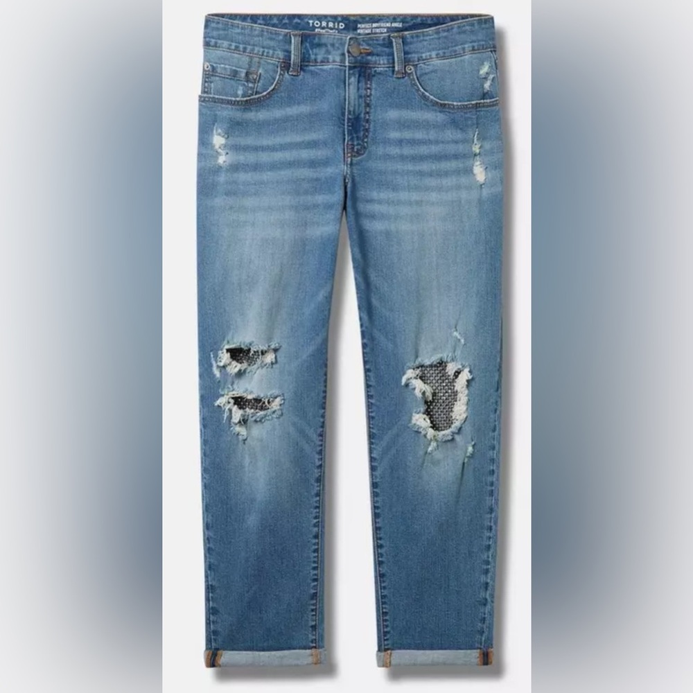 Torrid Perfect Boyfriend Ankle Vintage Stretch Mid-Rise Jeans